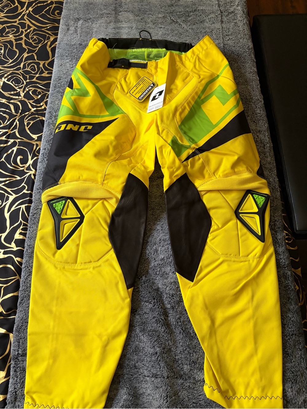 Men’s Yellow Motocross Pants with Green Accents - Picture 2 of 6